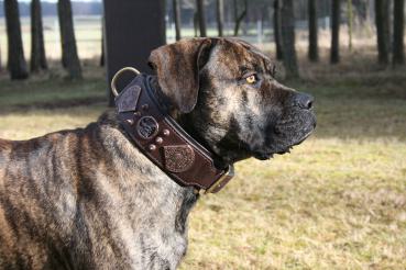 Preview: handgenähte Schmuckhalsbänder aus Leder